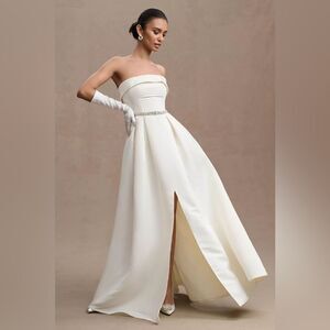 Sachin + Babi Cream Strapless Gown